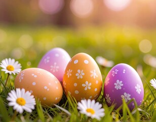 Springtime Joy: Colorful Easter Eggs Amidst Nature's Bloom
