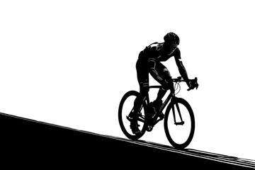 Obraz premium Silhouette of cyclist ascending a steep hill