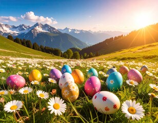 Easter's Embrace: Vibrant Eggs and Blossoms in a Celebration of Spring