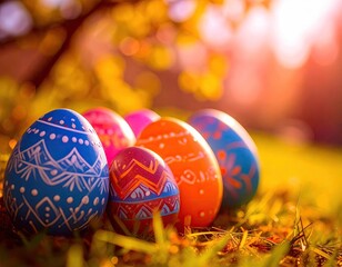 Easter's Embrace: Vibrant Eggs and Blossoms in a Celebration of Spring