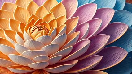 Vibrant macro photograph captures the intricate petal layers of a multi colored dahlia flower