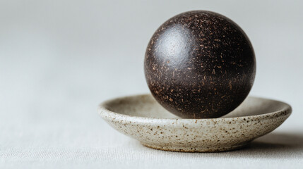Ecofriendly air purifier ball made from polished coconut shell charcoal offering sustainable odor eliminating home decor solution.
