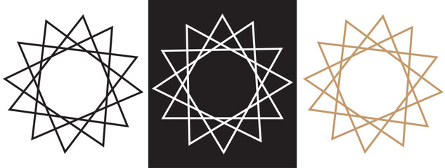 Bahai filled and outline Vector Symbol. Linear vector from religion concept. Thin line white and black bahai icon isolated on white and black background for ui designs. eps10.  11:11
