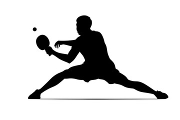 Silhouette of table tennis player making a dynamic move