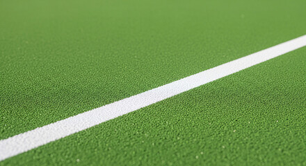 Obraz premium Close-up of White Line on Green Artificial Grass Tennis Court Surface