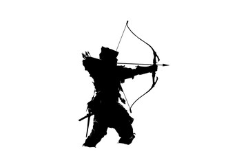Fototapeta premium Silhouette of archer aiming with bow and arrow