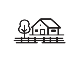 Rustic farm icon in elegant minimalist vector style