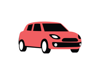 Simple Modern car illustration with red and white background flat vector illustration