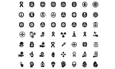Cancer Awareness Ribbon Icons & Cancer Care Symbol Vector Set