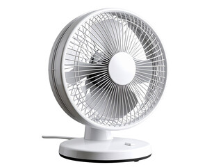 Tilted White Desk Fan in 3/4 Angle with Adjustable Neck, Minimalist Design