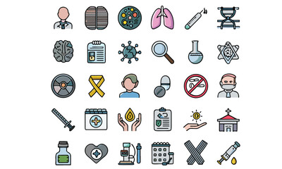 Cancer Awareness Ribbon Icons & Cancer Care Symbol Vector Set
