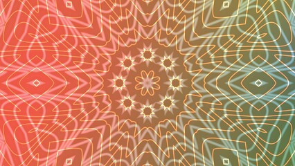 Prismatic A Vibrant Twist Abstract kaleidoscope pattern with warm gradient background and geometric shapes in a circular design