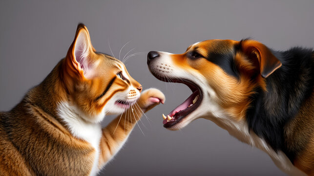cat fight with a dog