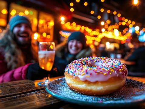 Laughter fills warm cafe as prankster mischievously fills donut toothpaste instead of cream, just moments before their unsuspecting friend takes bite - Powered by Adobe