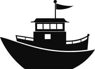 Obraz premium Simple black silhouette of a sailboat