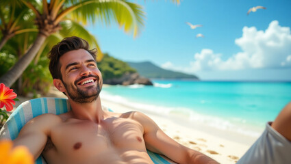A Happy Man with a Warm Smile and Gentle Eyes, Exuding Joy and Contentment in Life