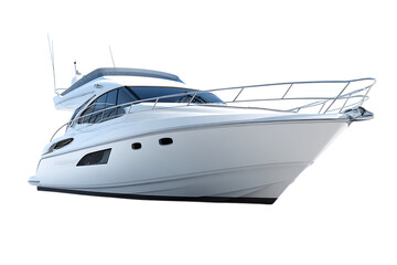 Sleek white motor yacht at sea