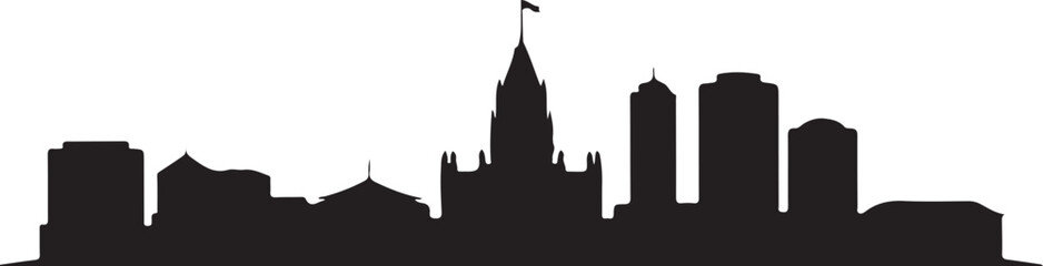 Silhouette of Harare skyline in black — includes Eastgate Centre, Parliament — Zimbabwean city skyline vector (4)