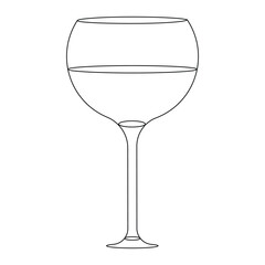 Vector wine glass continuous one line art outline drawing isolated on white background illustration and minimalist