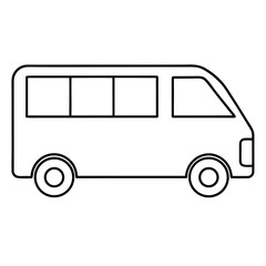 Medium Sized Mini Bus Illustration Side View with Windows and Wheels