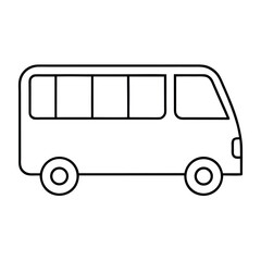 Detailed Illustration of a Medium Sized Mini Bus with Windows and Wheels