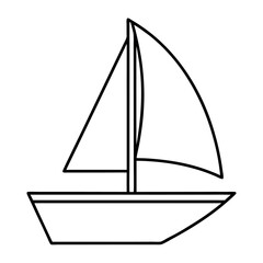 Line Art Illustration of a Sailboat with Triangle Sail and Hull