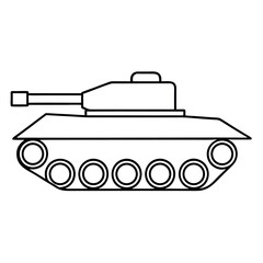 Military Tank Illustration Detailed Line Art of a Tank with Tracks and Turret