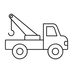 Tow Truck with Rear Hook and Boom Arm Vector Design