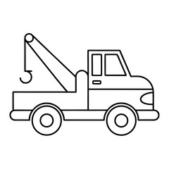 Tow Truck with Rear Hook and Boom Arm Vector Design