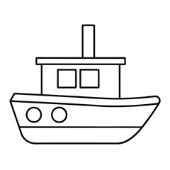 Outline of a Squat Tugboat with Chimney