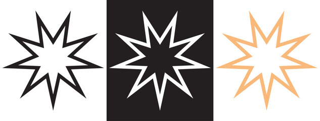 Bahai filled and outline Vector Symbol. Linear vector from religion concept. Thin line white and black bahai icon isolated on white and black background for ui designs. eps10.  11:11