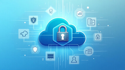 A Detailed Cybersecurity Concept Illustration Featuring Advanced Protection Mechanisms