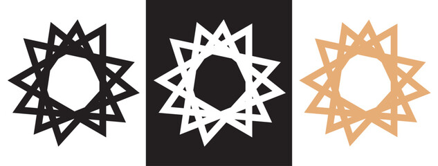 Bahai filled and outline Vector Symbol. Linear vector from religion concept. Thin line white and black bahai icon isolated on white and black background for ui designs. eps10.  11:11