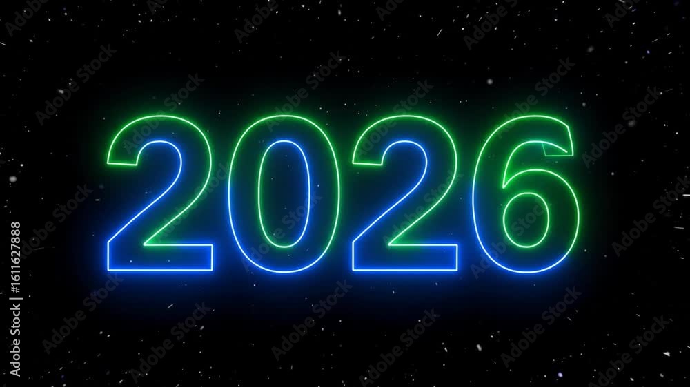 Poster neon 2026: a new year's countdown intro