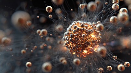 Abstract cluster of metallic spheres