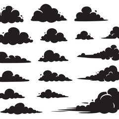 Cloud silhouette vector set clouds illustration black sky graphic design.eps