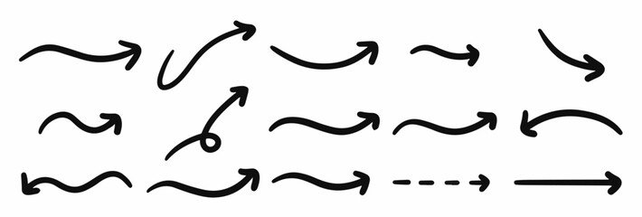 set of different brush strokes and scribbles