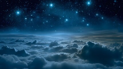 Night sky view from above the clouds.