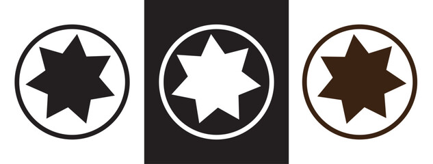 Bahai filled and outline Vector Symbol. Linear vector from religion concept. Thin line white and black bahai icon isolated on white and black background for ui designs. eps10.  11:11