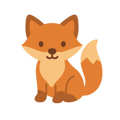 Cute cartoon fox cub sitting quietly with a friendly expression  