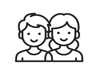 Adorable Children Icon with Elegant Simple Minimal Line Drawing 