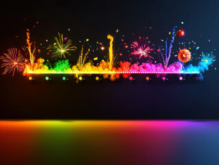 vibrant illustration features timeline explodes into colorful fireworks final step, symbolizing success