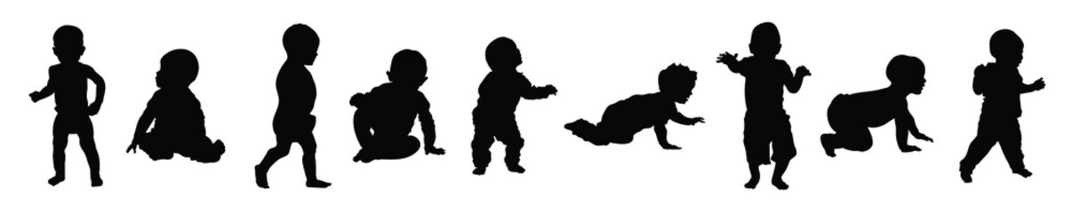 silhouette collection of toddlers in a variety of positions