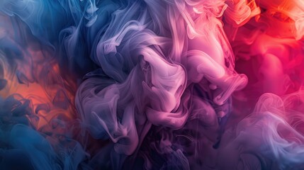 Fototapeta premium Abstract swirling clouds of vibrant blue, red, pink, and white hues intermingle, creating a dynamic, textured, and visually captivating composition