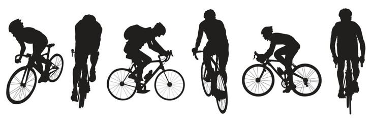 vector silhouette collection of cyclists for artwork