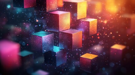 layered isometric puzzle cube unfolds display vibrant animations transition in vivid colors, creating captivating visual experience soft 3D shading