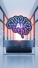 Modern digital illustration of educational technology and AI concepts with user interaction—ideal for tech startups, e-learning platforms, and training apps