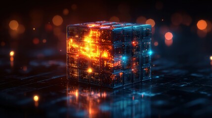 Isometric puzzle cube opens unveil surprising animated elements inside, showcasing vivid color shifts and soft 3D shading in dynamic gamified user interface style