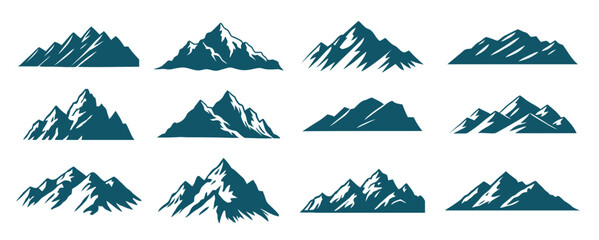 Collection of mountain silhouettes for artwork compositions 