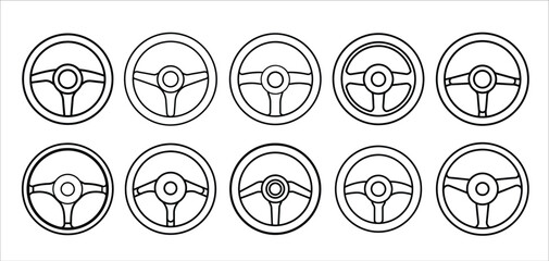 illustration of different car steering wheel designs